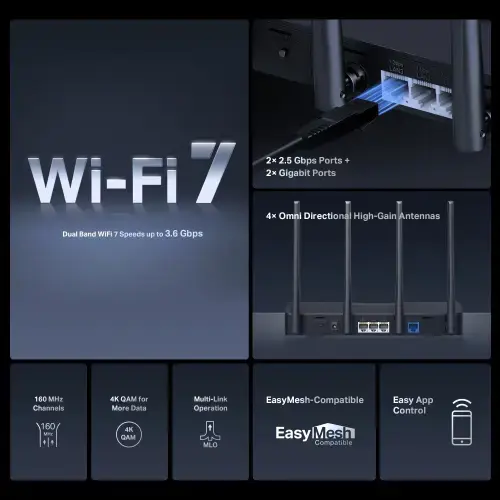 Mercusys BE3600 Dual Band Wi-Fi 7 Maršrutizatorius