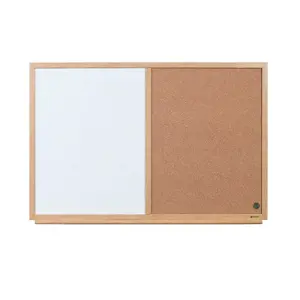 Baltoji magnetinė ir kamštinė lenta BI-OFFICE EARTH Combo 90x60, ąžuolo rėmas