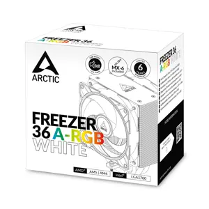 ARCTIC Freezer 36 A-RGB (White) Multi Compatible Tower CPU Cooler with A-RGB, Air cooler, 12 cm, 200 RPM, 2000 RPM, White