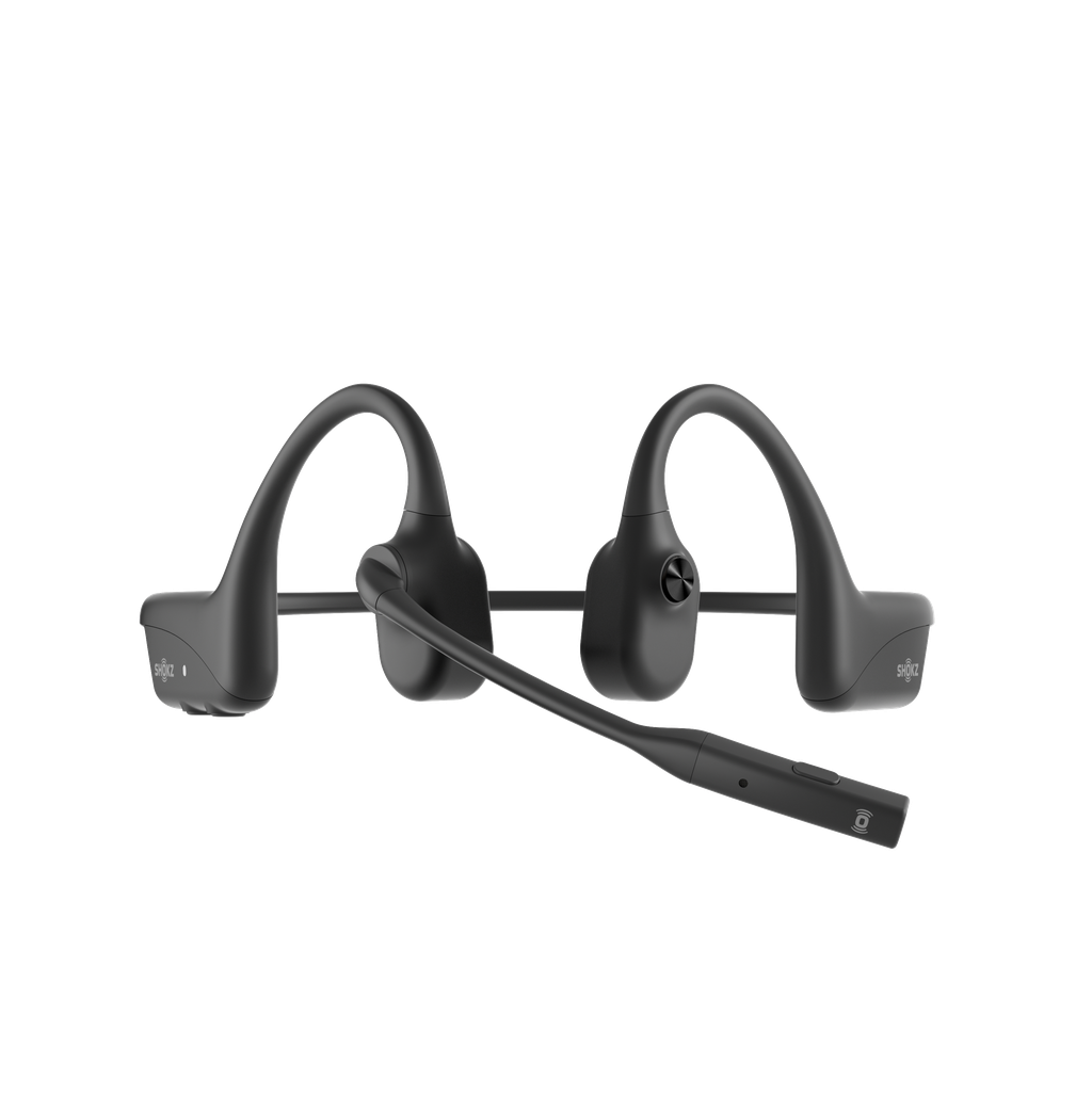 SHOKZ OpenComm2 2025 Upgrade Wireless Bluetooth Bone Conduction Videoconferencing Headset with USB-C Charging Port | 16 Hr Talk Time, 29m Wireless Range, 1 Hr Charge Time | Includes Noise Cancelling Boom Mic, Black, Wireless, Office/Call center, 35 g, Headset, Black