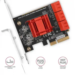 Šešių kanalų SATA III PCI-Express valdiklis su šešiais vidiniais SATA prievadais. Standartinis ir žemas profilis.