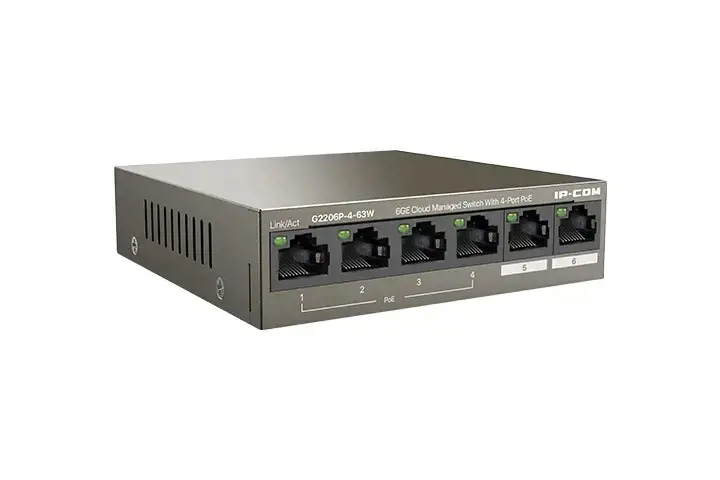 IP-COM Networks G2206P-4-63W tinklo komutatorius Valdomas Gigabit Ethernet (10/100/1000) maitinimas per Ethernet (PoE)