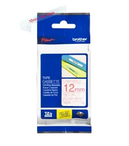 Brother laminuota juosta 12 mm, raudona, skaidri, TZe, terminis perkėlimas, Brother, PT-1280HK, PT-…