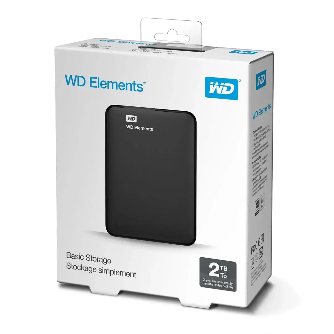 Išorinis kietasis diskas WESTERN DIGITAL Elements Portable 2TB USB 3.0 Spalva juoda WDBU6Y0020BBK-WESN