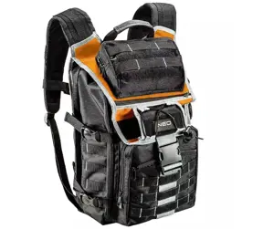 Neo Tools assembler backpack 4 external and 18 internal pockets, adjustable straps