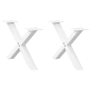 Kavos staliuko kojelės, 2 vnt., baltos, 60x(30-31) cm, plienas, X formos