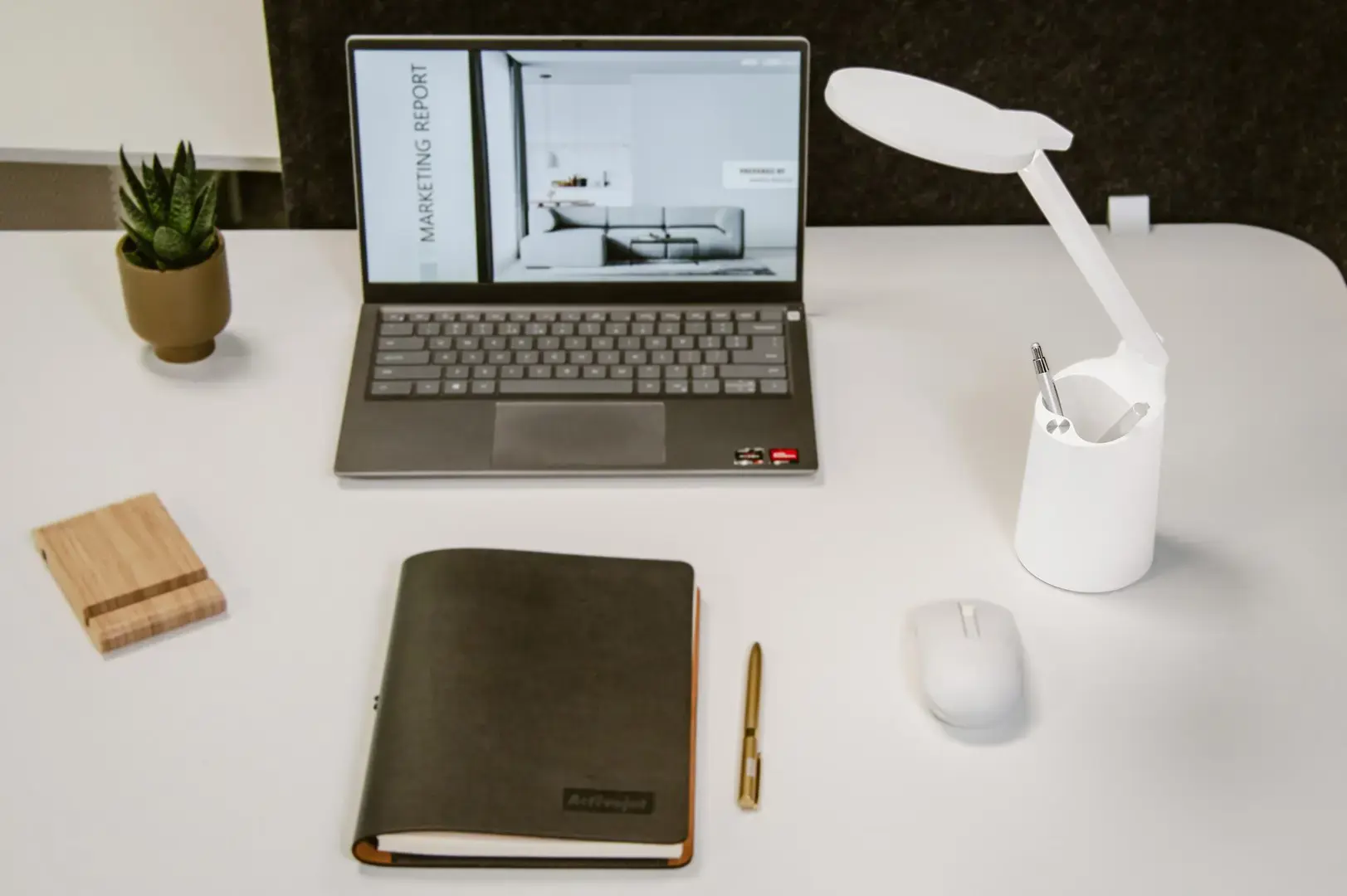 Modernus LED stalinis šviestuvas "Activejet FUTURE white" su įmontuotu įkraunamu akumuliatoriumi