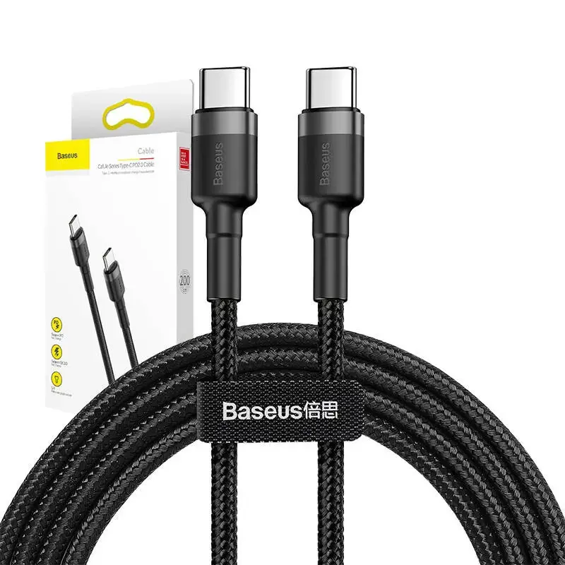 Baseus Cafule Cable durable nylon cable USB-C PD / USB-C PD PD2.0 60W 20V 3A QC3.0 2M black-gray (black-gray)