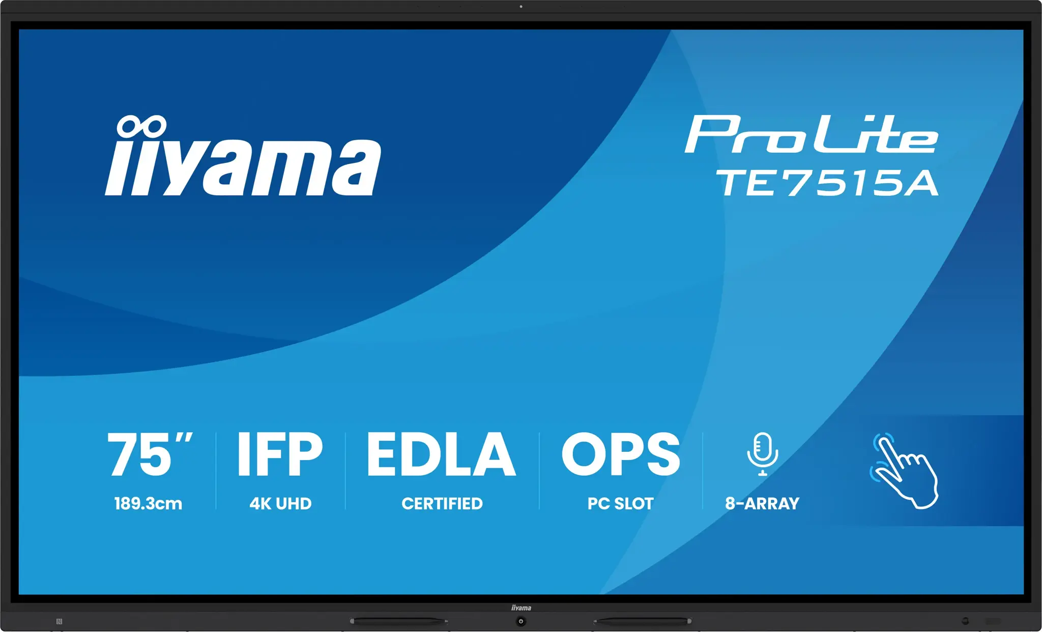 iiyama TE7515A-B1AG, Interactive flat panel, 190.5 cm (75"), 3840 x 2160 pixels, Wi-Fi