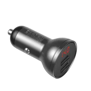 Baseus Digital Display Dual USB 4.8A Car Charger 24W + 3in1 USB - UBS Type C | micro USB | Lightning 1,2m cable black (TZCCBX-0G)