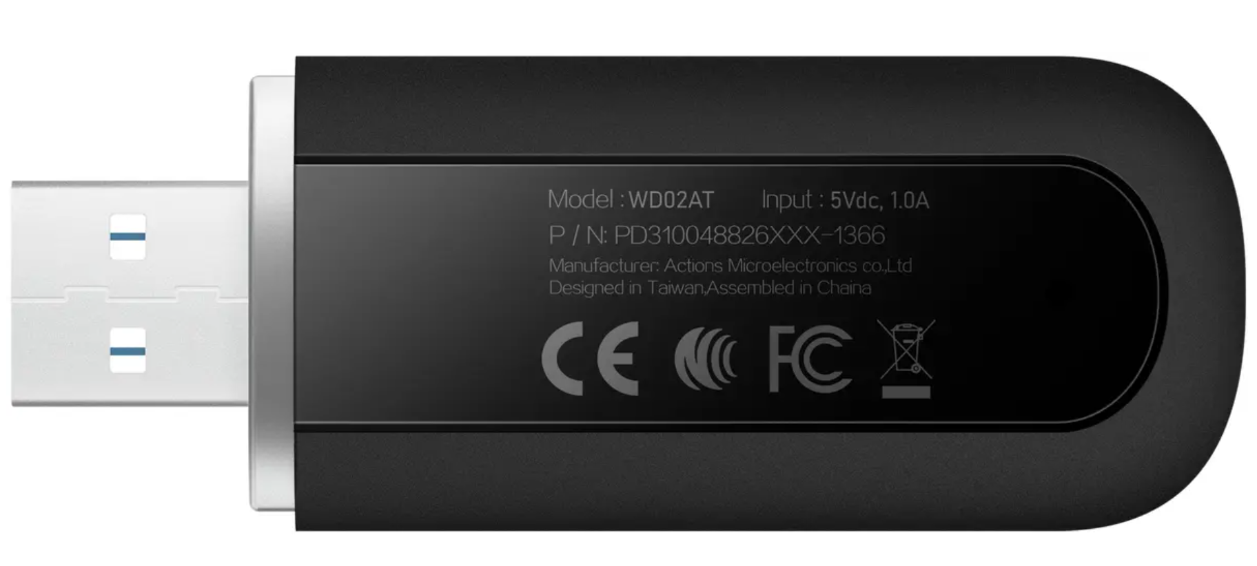BenQ WD02AT, Wireless, USB, WLAN / Bluetooth, 1201 Mbit/s, Black
