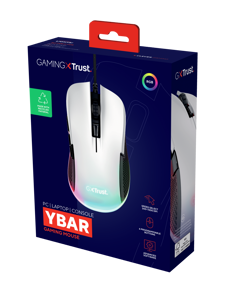 Trust GXT 922 Ybar, Right-hand, Optical, USB Type-A, 7200 DPI, Black, White