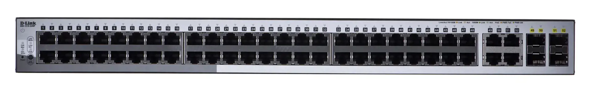 D-LINK 52 prievadų Smart Layer2 valdomas 48x PoE Gigabitinis jungiklis dlink green 3.0 48x 10/100/1000Mbit/s TP RJ-45 PoE prievadų 802.3at