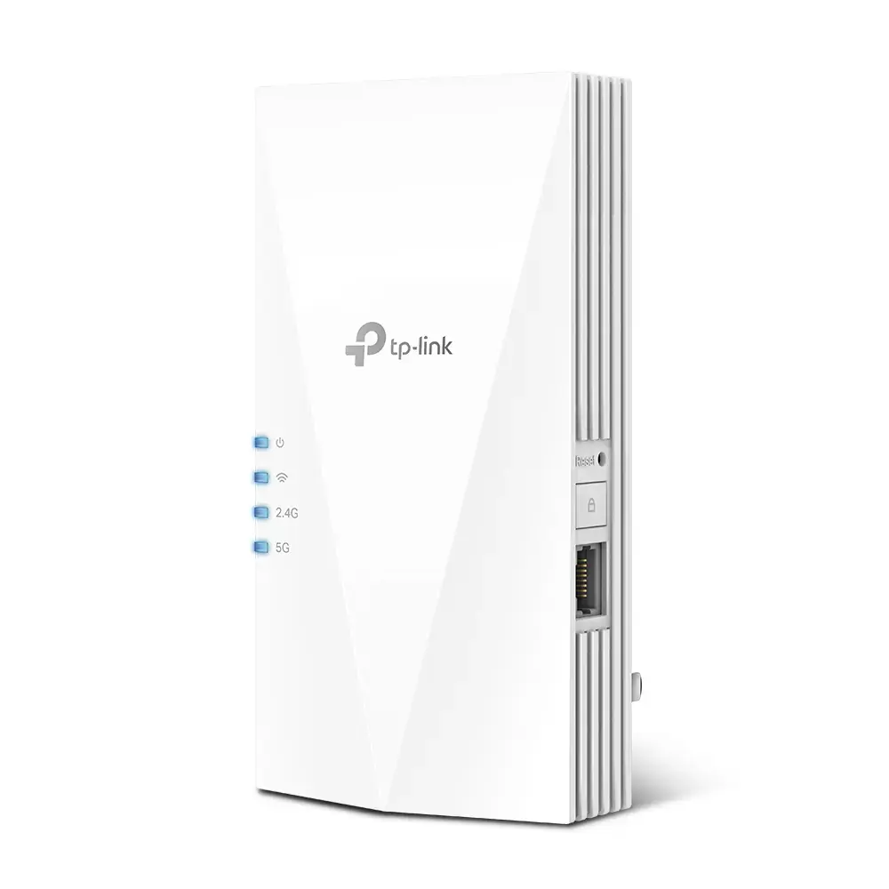 TP-Link AX3000 Mesh WiFi 6 Extender, baltas, vidinis, tinklinis maršrutizatorius, maitinimas, būsena, CE: 2,4 GHz ≤16 dBm, 5 GHz ≤21 dBm, CE, RoHS