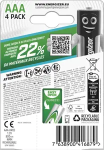 ENERGIZER EXTREME AAA ECO 4PK 800MAH