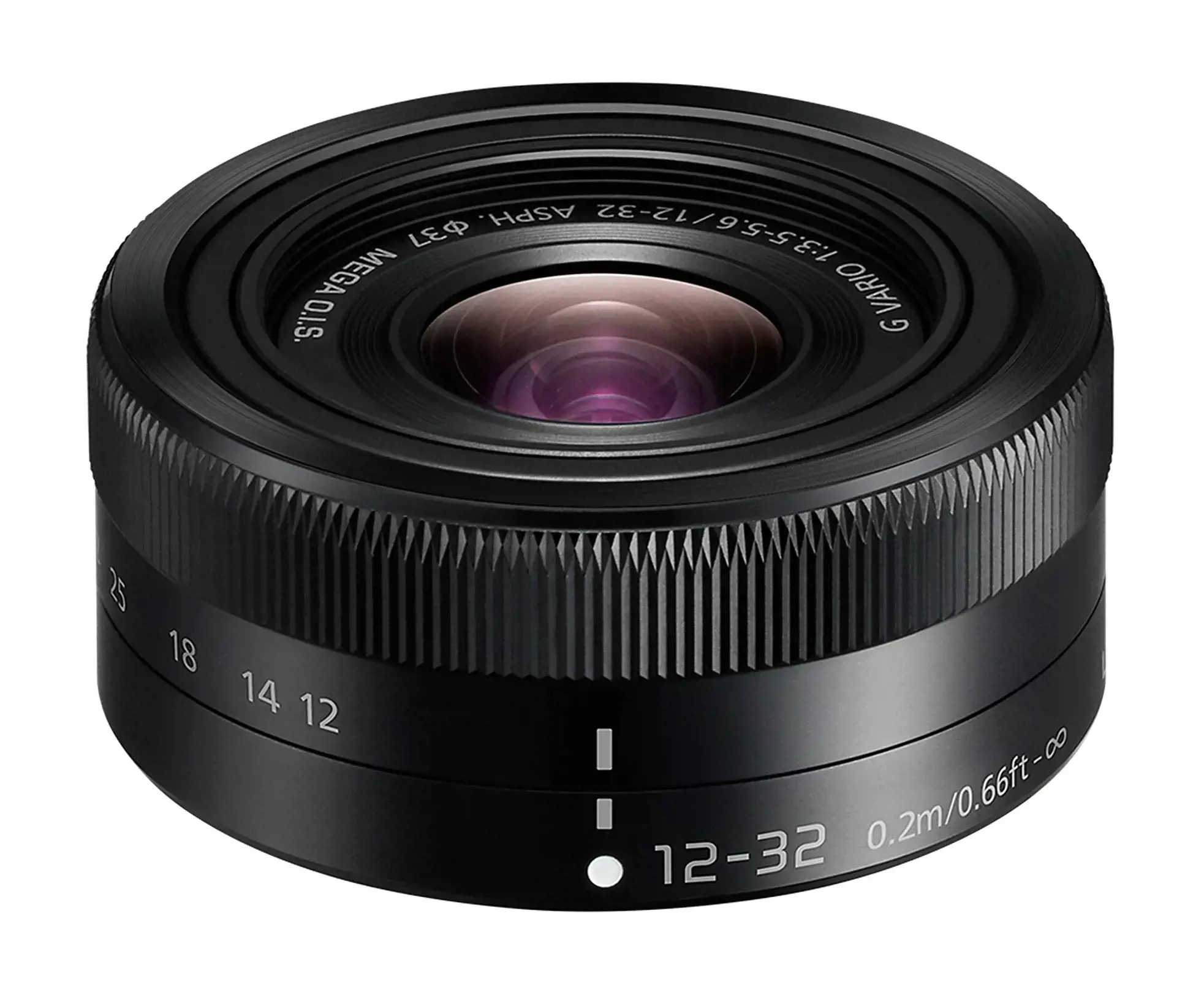 "Panasonic Lumix G Vario 12-32mm f/3.5-5.6 ASPH./MEGA O.I.S.", juodas
