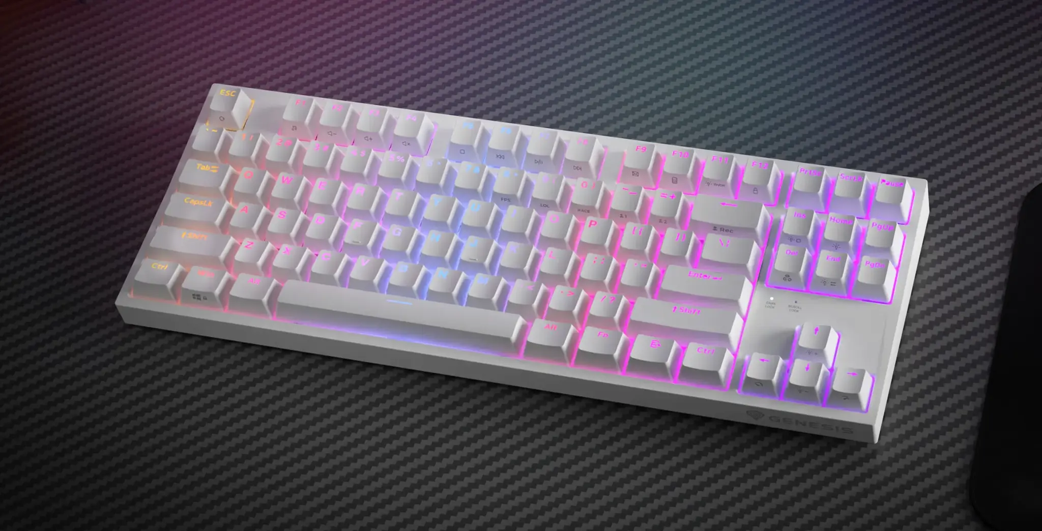 "Genesis" mechaninė žaidimų klaviatūra THOR 404 TKL RGB mechaninė žaidimų klaviatūra Laidinė JAV Gateron Yellow Pro USB Type-A 1005 g