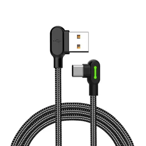 USB ir USB-C kampinis kabelis Mcdodo CA-5280 LED, 0,5 m (juodas)