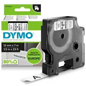DYMO Authentic D1 Labels | Black Print on White Tape | 12 mm x 7 m | Self-Adhesive Labels for Label…