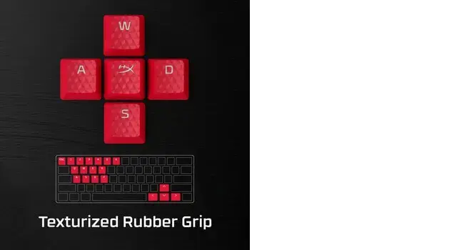 "HyperX" guminiai klavišų dangteliai, klaviatūros dangtelis, termoplastinis elastomeras (TPE), 1,4 mm, raudonos spalvos