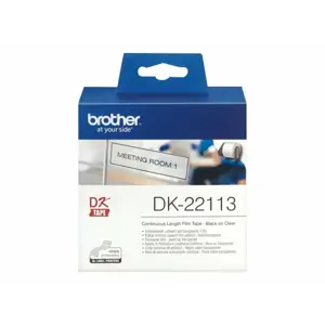 OEM tape roll Brother DK22113 Black on clear 62 mm
