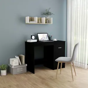 Rašomasis stalas, juodos spalvos, 100x50x76cm, apdirbta mediena