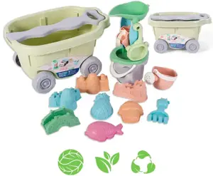 WOOPIE GREEN smėlio rinkinys su vežimėliu 13 vnt. BIOLOGIŠKAI SUYRANTI ORGANINĖ MEDŽIAGA