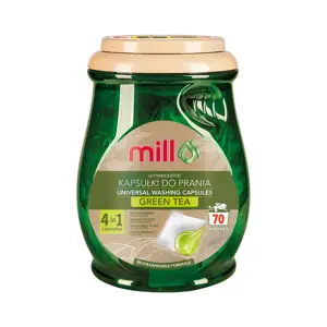 MILL ECO 2k universal 2-in-1 green tea laundry capsules, 70 capsules
