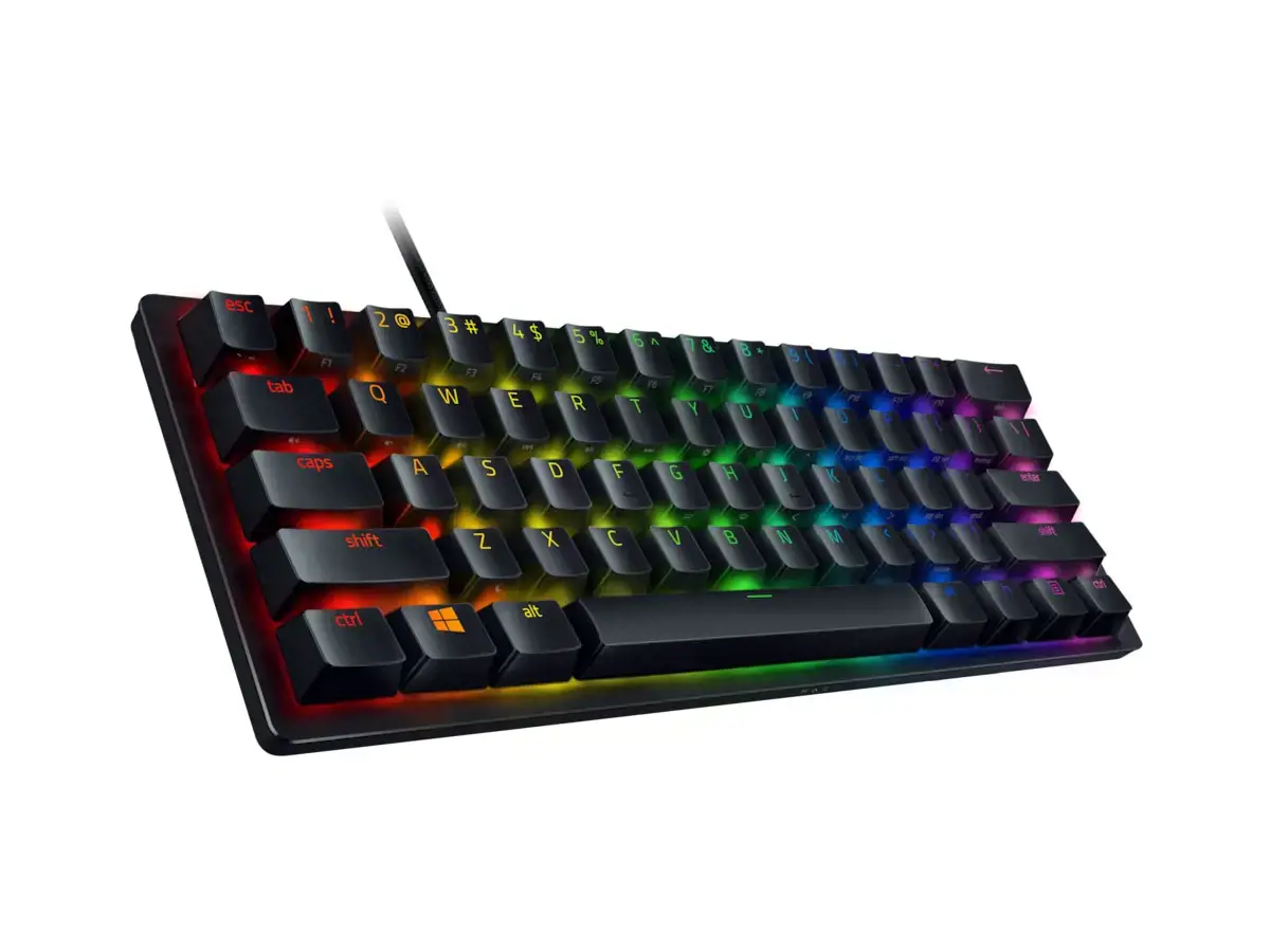 Razer Huntsman Mini 60%, Žaidimų, Opto-Mechanical, RGB LED apšvietimas, Nordic, Juoda, Laidinis
