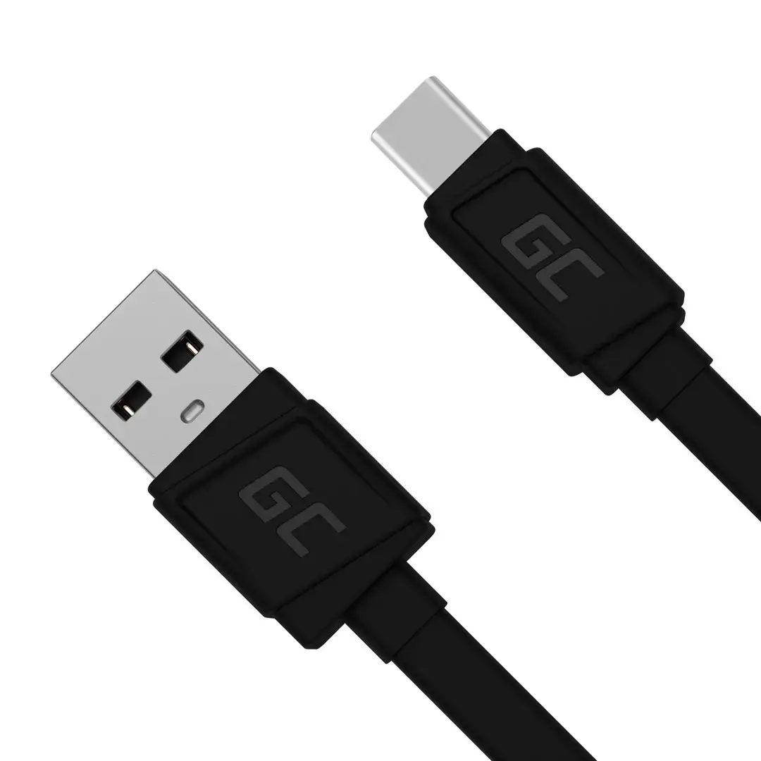 GREENCELL KABGC03 GCmatte USB-C plokščias 25 cm kabelis su greituoju įkrovimu