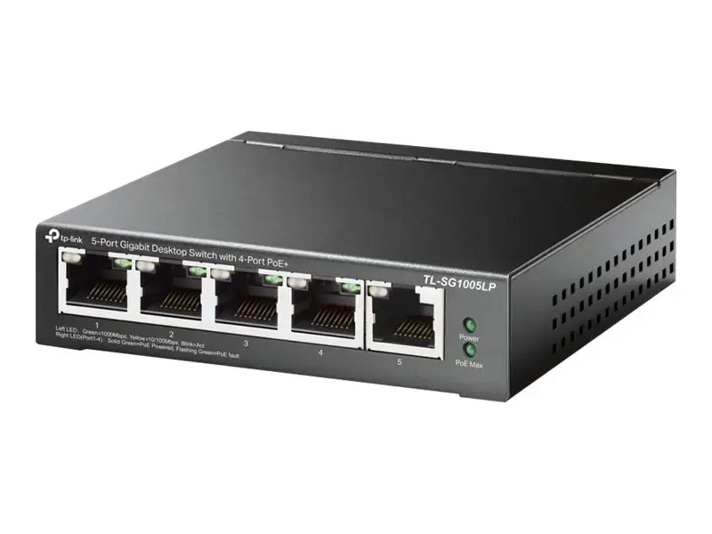 TP-Link TL-SG1005LP, nevaldomas, Gigabit Ethernet (10/100/1000), maitinimas per Ethernet (PoE), montuojamas ant sienos