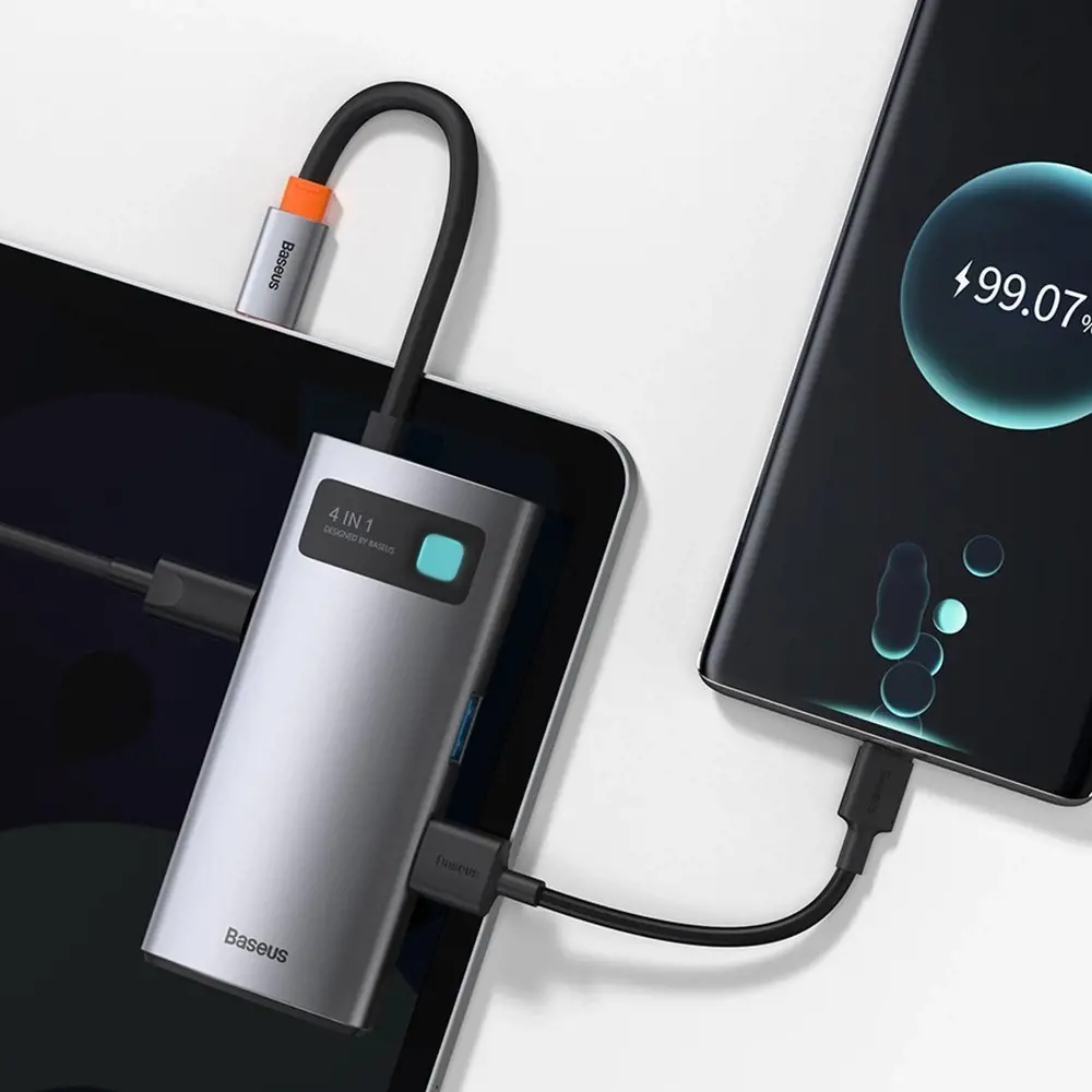 Baseus Metal Gleam 4in1 multifunctional HUB USB Type C - USB Type C Power Delivery 100 W | HDMI 4K 30 Hz | 1x USB 3.2 Gen 1 | 1x USB 2.0 (CAHUB-CY0G)