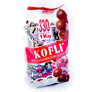 Saldainiai KOFLI - kavos pupelės aplietos šokoladu, 1 kg