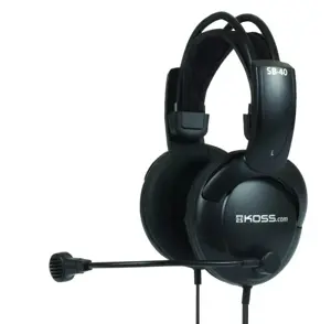 "Koss" laidinės ausinės SB40, ant ausų, su mikrofonu, 3,5 mm, juodos spalvos