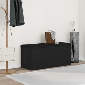 Saugojimo Suolas Juodas 100x40x45 cm Išdirbtas Mediena