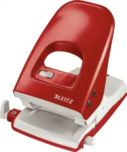 Skylmuša Leitz 5138, raudonas, iki 40 lapų, metalinis