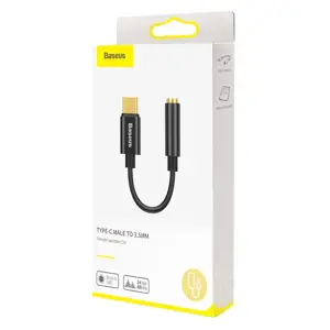 "Baseus L54" ausinių adapteris iš USB-C į 3,5 mm garso lizdą DAC 24 bitų 48 KHz, juodas (CATL54-01) (Juodas)