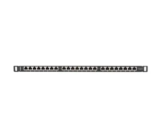 LANBERG PPS6-0024-B Lanberg Patch Panel 24 prievadų 0,5U, kat. 6, ekranuota, juoda