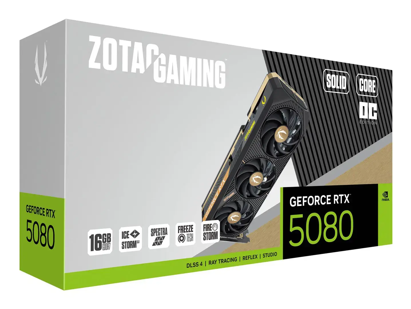 Vaizdo plokštė ZOTAC GeForce RTX 5080 16 GB, GDDR7, 256 bitai, ZT-B50800J2-10P