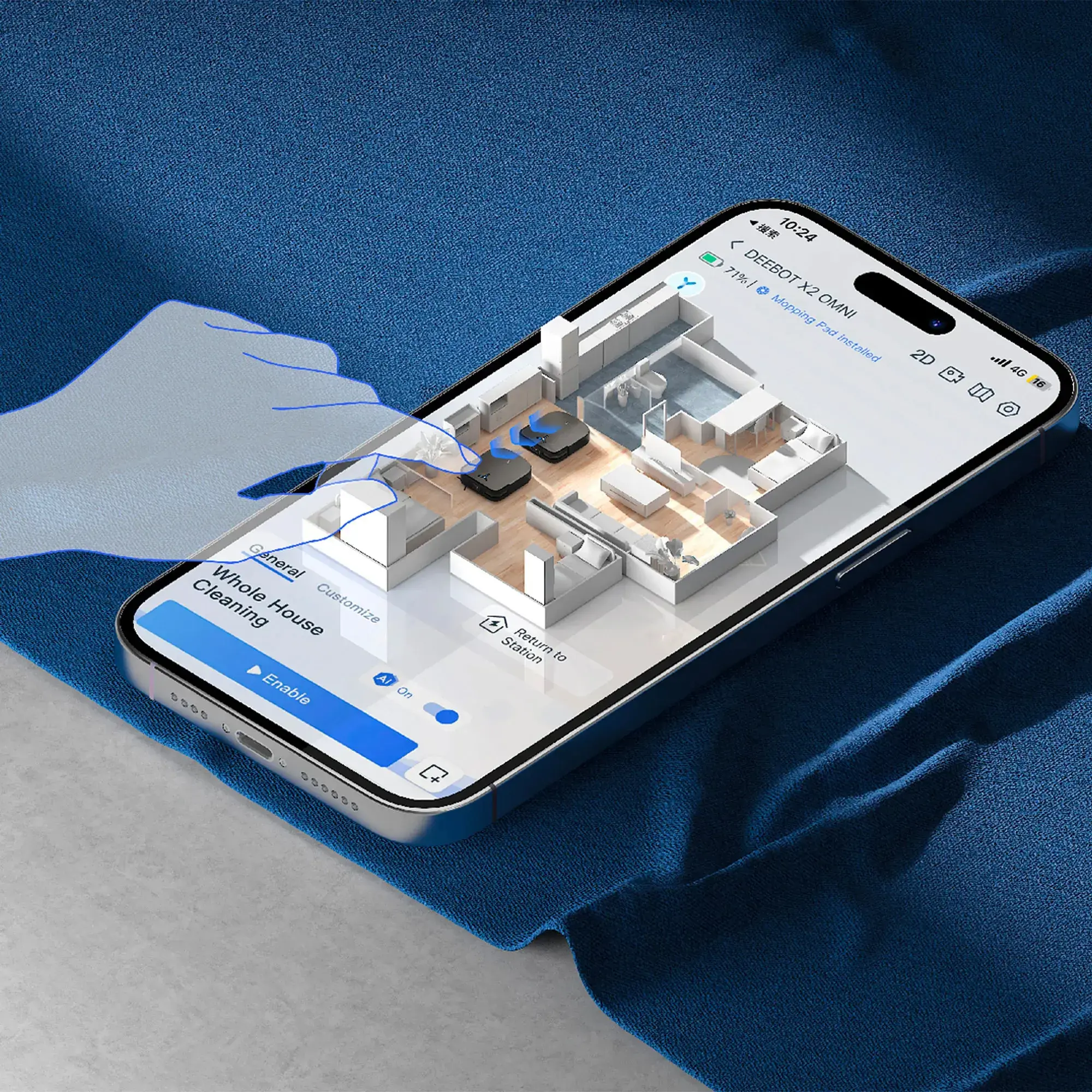 Dulkių siurblys-robotas Ecovacs Deebot X2 Combo, Juoda