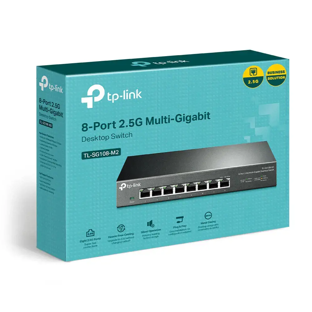 "TP-Link" 8 prievadų 2.5G stalinis komutatorius, nevaldomas, 2.5G Ethernet (100/1000/2500), montuojamas ant sienos
