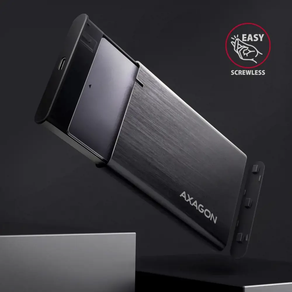 AXAGON EE25-A6C USB-C 3.2 Gen 1 - SATA 6G 2,5" išorinis SCREWLESS ALU RAW langelis BLACK