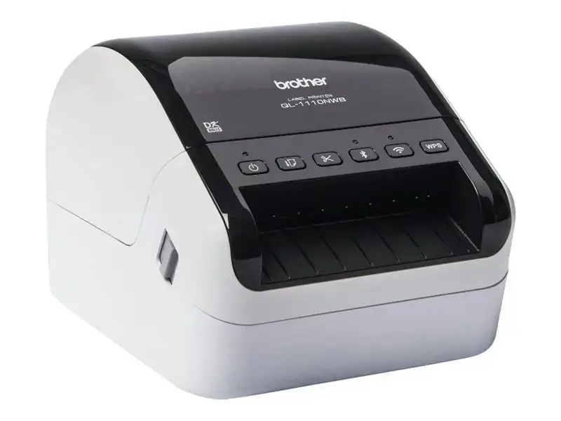 Brother QL-1110NWB, DK, tiesioginio terminio spausdinimo, 300 x 300 DPI, 110 mm/s, laidinis ir belaidis, juodas, baltas