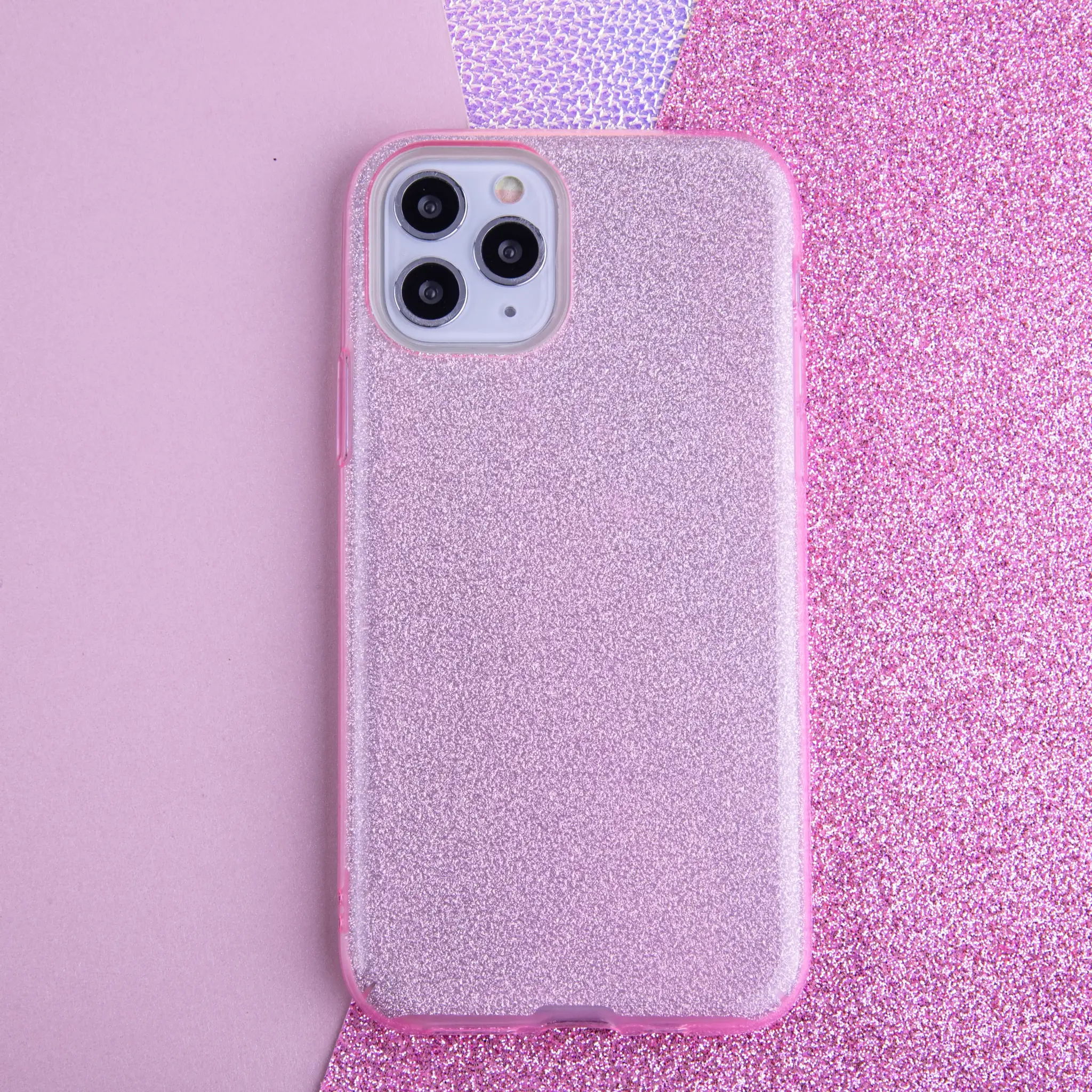 Blizgantis 3in1 dėklas iPhone 11 rožinės spalvos