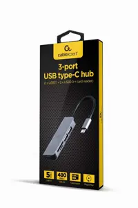 GEMBIRD USB Type-C 3 prievadų USB šakotuvas USB 3.1 + USB 2.0 su kortelių skaitytuvu