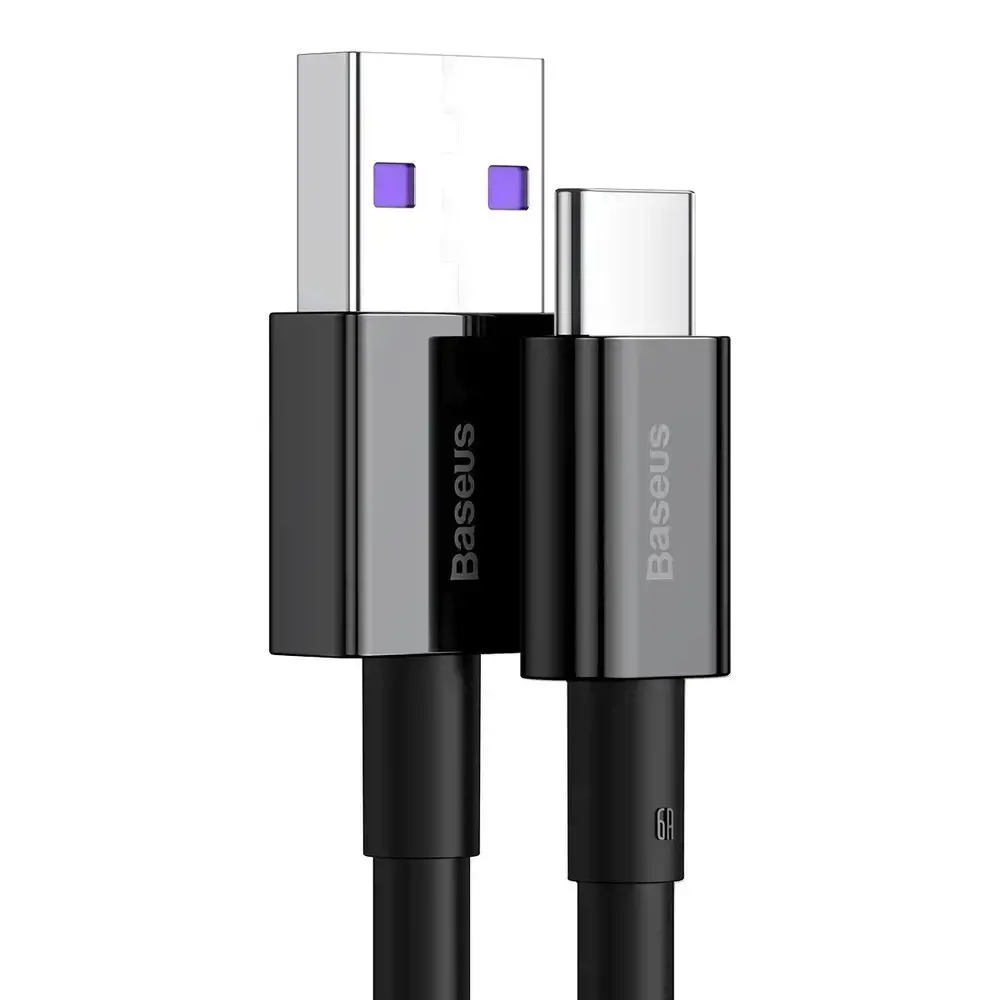 Baseus Superior USB - USB Typ C fast charging data cable 66 W (11 V | 6 A) Huawei SuperCharge SCP 2 m black (CATYS-A01)