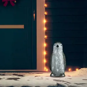 Akrilinė kalėdinė LED dekoracija pingvinas, 30cm