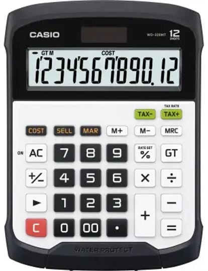 Stalinis skaičiuotuvas CASIO WD-320MT, 144.5 x 194.5 x 35.6 mm, plaunama klaviatūra