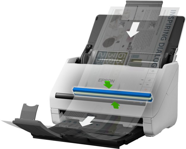 "Epson DS-530 II", 215,9 x 6096 mm, 600 x 600 DPI, 30 bitų, 24 bitų, 10 bitų, 8 bitų