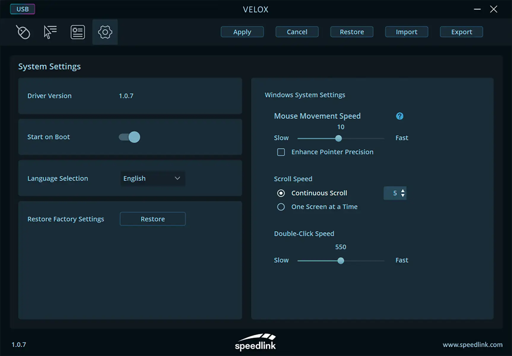 Speedlink wireless mouse Velox RGB, black (SL-680102-BK)
